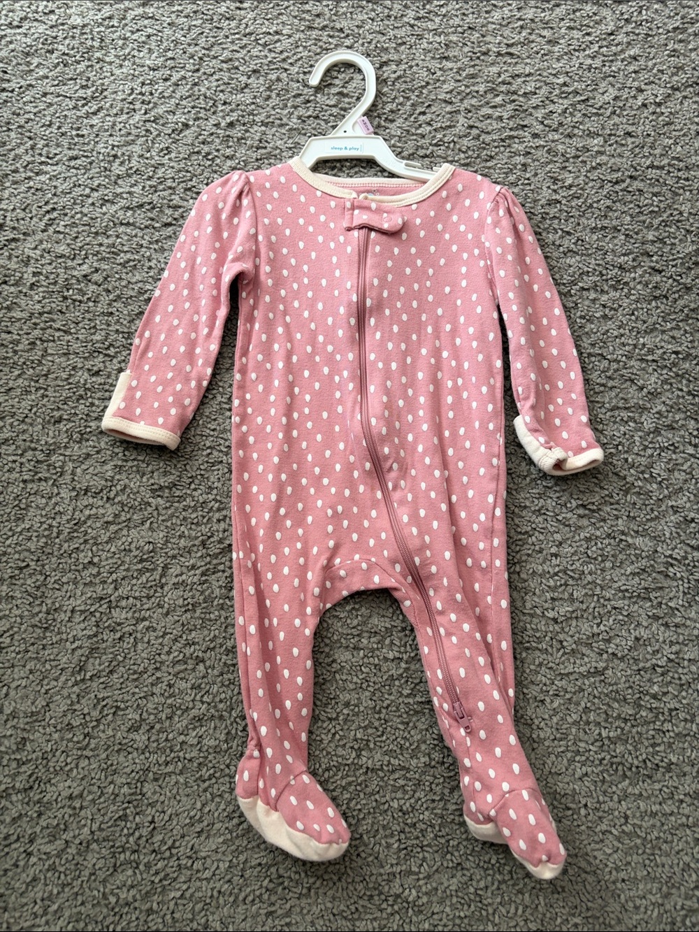 cloud island Pink Polka-Dot Footed One-Piece